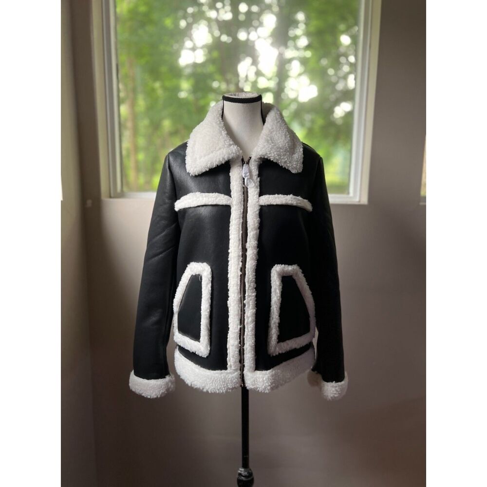 NWT Diashiny Faux Shearling Aviator Jacket. Size M.